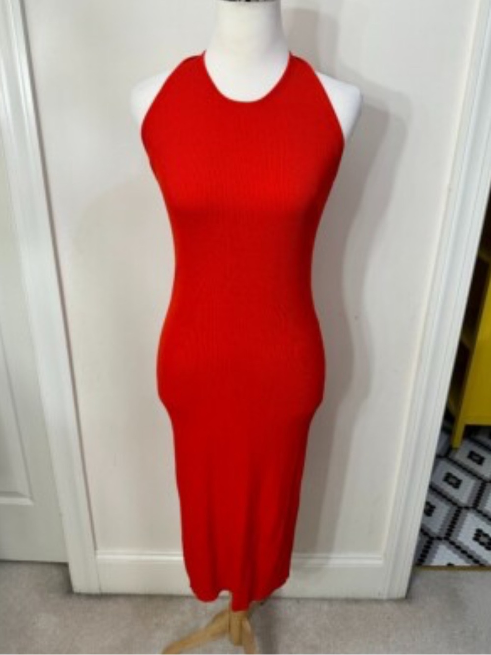 Modern Citizen Sleeveless Ribbed Midi Tank Summer Dress Orange Size M